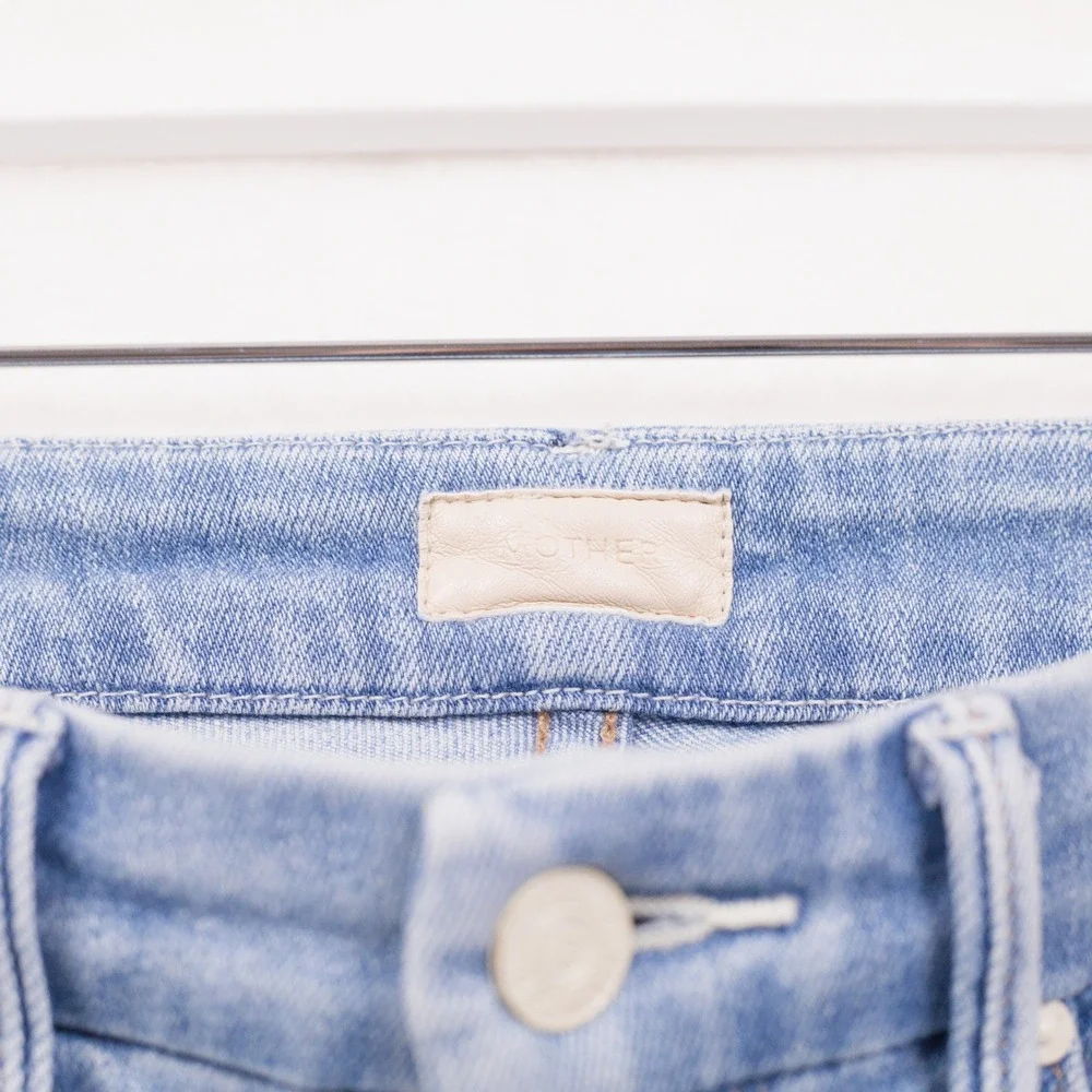 MOTHER The Looker Crop Swimming Pool Sunday Denim Jeans Blue Sz 24 - Picture 9 of 11